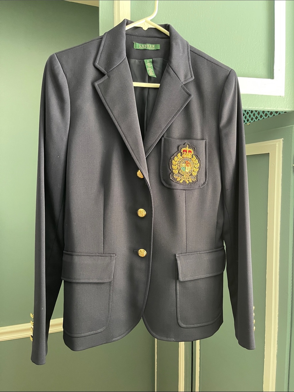 Lauren Ralph Lauren Navy Crest Patch Gold-Button Blazer